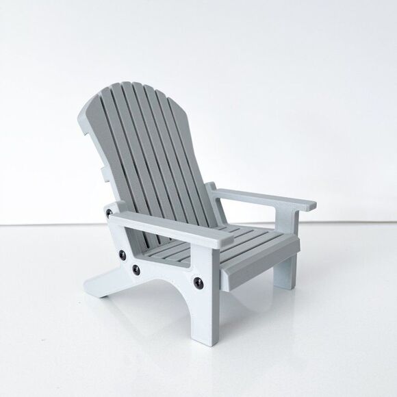 4 Gray Miniature Adirondack Chairs & Round Firepit W/Flickering Logs 1:6 Scale - Picture 8 of 8